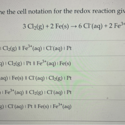 Determine the cell notation for the redox reaction given below